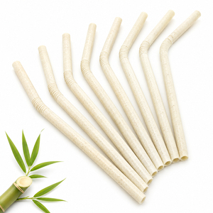 Compostable Food Grade Flexible Drink Straw Disposable Custom Logo Bamboo Straws For Wedding Party Picnic Cold Brew Drinks - Product Image 3