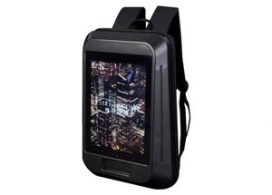 Sleek Futuristic Oxford LCD <b>Backpack</b> with Integrated Screen Built-in Sound Ample Storage Water Resistant Zipper Closure Portable - Product Image 3