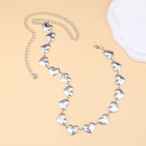 โซ่คาดเอวรูปหัวใจ สไตล์พังก์ สำหรับงานปาร์ตี้ เครื่องประดับแฟชั่น โลหะผสมสังกะสี สีเงิน ดีไซน์แบบพันรอบเส้นเดียว - Product Image 3