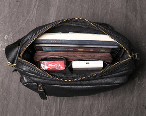 Custom Wholesale Cowhide Square Bag Genuine Leather Crossbody Pack Casual Sling Shoulder <b>Side</b> Messenger Bag For Men Daily Work - Product Image 4