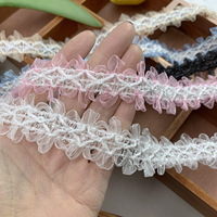 Ruban de dentelle élastique de luxe tissé, à double couche, avec volants doux en tulle et volants pétales, pour vêtements de bébé, lingerie, robes et projets DIY