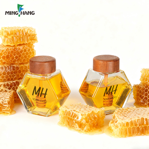 Hũ thủy tinh hình lục giác trong suốt, giá sỉ, rẻ, đựng mật ong, kèm muỗng gỗ và nắp nút chai, dùng cho nhà bếp, cửa hàng. - Product Image 3