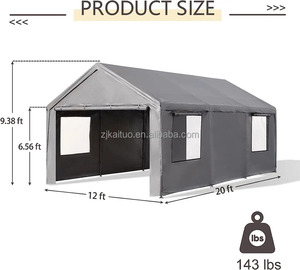 Abri de voiture extérieur personnalisé OEM de 13x20 pieds, abri de voiture à usage intensif, tente de garage pliante portable pour stationnement de voiture - Product Image 2