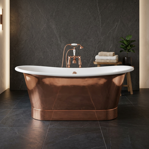 Baignoire rectangulaire en cuivre pur pour adultes avec couvercle, design classique, extérieur martelé et finition intérieure lisse, écologique et durable - Product Image 3
