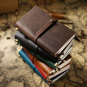 Refillable Handmade Genuine Leather Unlined Notebook Pocket Size Blank <b>Journal</b> Mini Portable Travellers <b>Journal</b> Notebook - Product Image 2