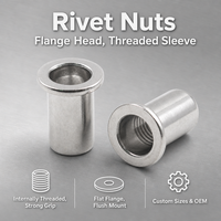 Écrou à riveter, écrou à riveter aveugle, insert fileté à corps rond à bride M3 M4 M5 M6 M8 en acier inoxydable, usine OEM ODM