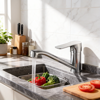 Robinet de cuisine moderne à poignée unique en alliage de zinc chromé avec noyau en céramique, idéal pour les cuisines d'hôtels et d'appartements
