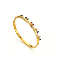 Gelang Manset Baja Anti Karat Fashion Warna Zirkon Bentuk Geometris Gelang Manset Zirkon untuk Wanita