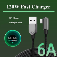 120W 6A Ultra-Schnelles Ladekabel mit Geflechtmantel, L-förmiges Rechtwinkliges Gaming-Ladekabel für Xiaomi 17, Redmi, Black Shark 5 Pro
