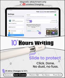 Nouveau stylet à port dissimulé avec fonction de rejet de la paume et raccourcis, compatible <span class=keywords><strong>iPad</strong></span> 6e-11e génération et Mini 5e-7e génération, Air 3e-5e génération/M2/M3, <span class=keywords><strong>Pro</strong></span> 11''/12.<span class=keywords><strong>9</strong></span>''/13'' (M4/M5) - Product Image 3