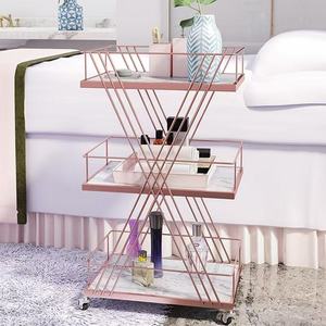 Chariot de manucure doré moderne, chariot de coiffeur roulant avec roues, cadre métallique, mobilier de haute qualité, imperméable, vente en gros - Product Image 5