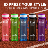 Bouteilles d'eau de sport avec couvercle sans BPA 1000 ml, design durable, hydratation rapide et facile pour la salle de sport et les activités de plein air, cordon inclus