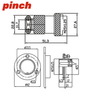 Conector de Aviación Pinch GX25, Conector Hembra/Macho de 2 Pines, Longitud de 28.5mm, Tamaño Total de 50mm - Product Image 2