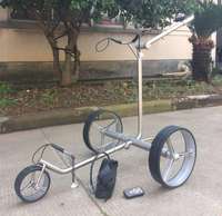 Chariot de golf à trois roues en titane, pouvant être poussé ou tiré, ou chariot de golf électrique avec batterie