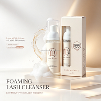 Kit de shampoing pour cils personnalisé 60 ml sans huile avec étiquette privée, nettoyant moussant pour cils, kit de shampoing pour extensions de cils