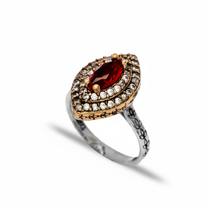 Marquesa granate CZ otomano venta al por mayor plata auténtico anillo estilo otomano encanto Popular venta al por mayor joyería turca hecha a mano - Product Image 2