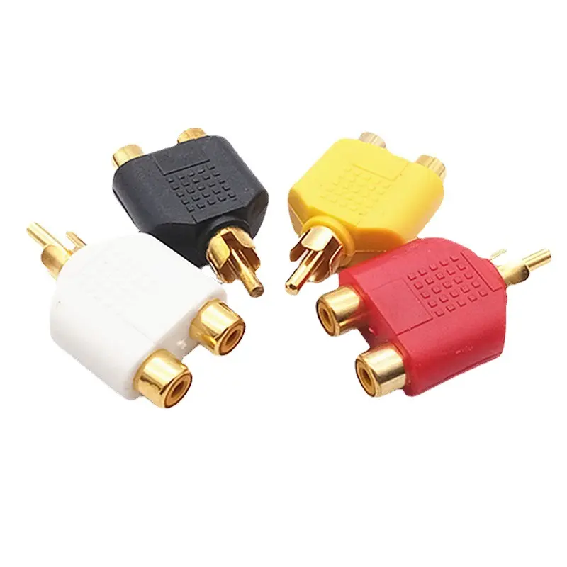 RCA 1 Nam jack để 2 nữ nối y Splitter âm thanh đôi Adapter chuyển đổi