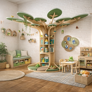 Meubles <span class=keywords><strong>d</strong></span>'angle de lecture <span class=keywords><strong>Montessori</strong></span>, bibliothèque en bois en forme <span class=keywords><strong>d</strong></span>'arbre pour l'école maternelle, la maternelle, la garderie, la salle de classe - Product Image 1