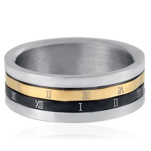 yunnique <b>Titanium</b> Steel <b>Ring</b> Roman Numeral Rotating Men's Fashion Jewelry Steel Color Geometric Design Gift - Product Image 3