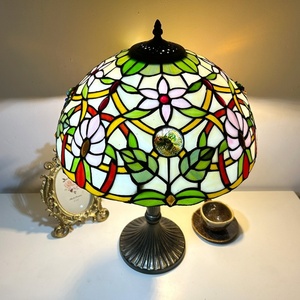 Longhuijing 16-Inch Mediterranean LED <b>Table</b> <b>Lamp</b> with Dome Stained Glass Shade Simple E26 <b>Base</b> 110-240V Living Room - Product Image 2