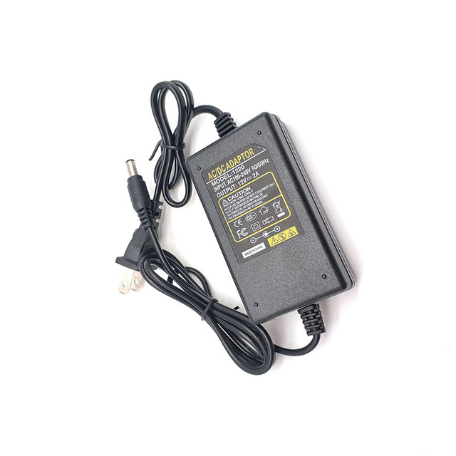 Brand New 12V 2A Dual Cable Power Adapter with 5.5*2.5mm Connector for Security Cameras LED Light Router Direct Current Output