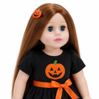 Poupée en tissu et vinyle de 18 pouces, costume d'Halloween, jouet en peluche, éducatif et doux