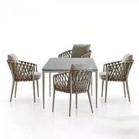 Ensemble de table et de chaises de salle à manger d'extérieur moderne, style villa, ferme, parc, en alliage d'aluminium, écologique, imperméable, léger, durable, de haute qualité