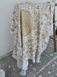 Decorative Canvas Cotton Suzani <b>Quilt</b> Ethnic Uzbek Inspired Embroidery Design Boho <b>Bedspread</b> - Product Image 3
