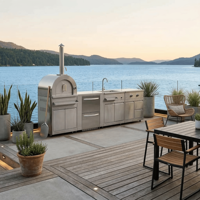 Cuisine extérieure modulaire certifiée CE en acier inoxydable SS304, résistante à l'humidité, multifonctionnelle, pour jardin