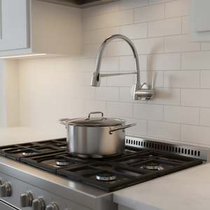 Grifo de Cocina para Llenar Ollas, de Montaje en Pared, con 2 Manijas, Cromado Pulido, Estilo Tradicional - Product Image 2