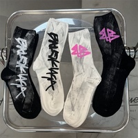 Chaussettes côtelées tendance graffiti pour femmes, en coton de haute qualité, style streetwear, vente en gros