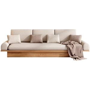 Ensemble de canapés en bois massif, trois places, style japonais, moderne, minimaliste, avec rangement, meubles de salon - Product Image 5