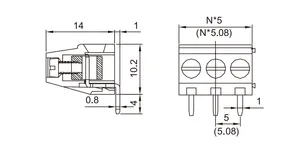 Derks YB312R-500/508 pcb morblock con pitch5.00/5.08mm 2-3 poli collegare i blocchetti terminali a vite PCB