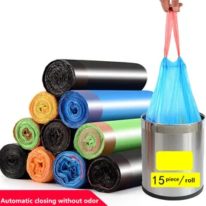 Drawstring Garbage Bag Trash Rubbish Refuse Bags Portable Automatic Closing Thickened Kitchen Plastic Garbage Bag Disposable Drawstring Garbage Bag