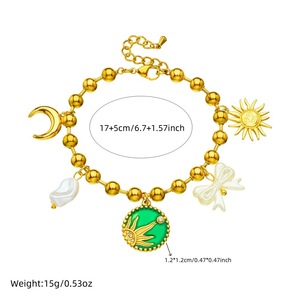 Fashion Charm Bracelet Gold Plated Moon Sun Bow Pearl Chain Zinc Alloy Gift Jewelry B1580 - Product Image 4