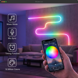 ชุดไฟ LED นีออนเฟล็กซ์ RGB แบบ USB แรงดันต่ำอัจฉริยะ กันน้ำ ควบคุมผ่านแอพ ซิงค์เพลงผ่านบลูทูธ ปรับความสว่างได้ - Product Image 4