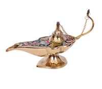 Lampe d'Aladdin en laiton plaqué, faite à la main, avec travail en émail, design antique traditionnel