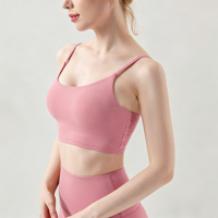Débardeur de yoga en tissu pour femme, style nude, soutien-gorge de fitness d'été, dos élégant, petit bandeau, sous-vêtement de sport anti-choc pour le yoga