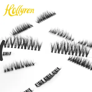 Hollyren Pre Segmented Individual Eyelashes Micro Band Matte Black Loose Base Mega Volume At Home Bottom Lash Clusters