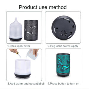 Diffuseur d'arômes en fer 350 ml, humidificateur d'huiles essentielles avec lumière LED pour chambre, bureau, hôtel - Product Image 4