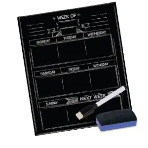 Kalender bulanan papan tulis magnetik-set papan tulis perencana mingguan-daftar belanja dan papan tulis buku tulis untuk kulkas