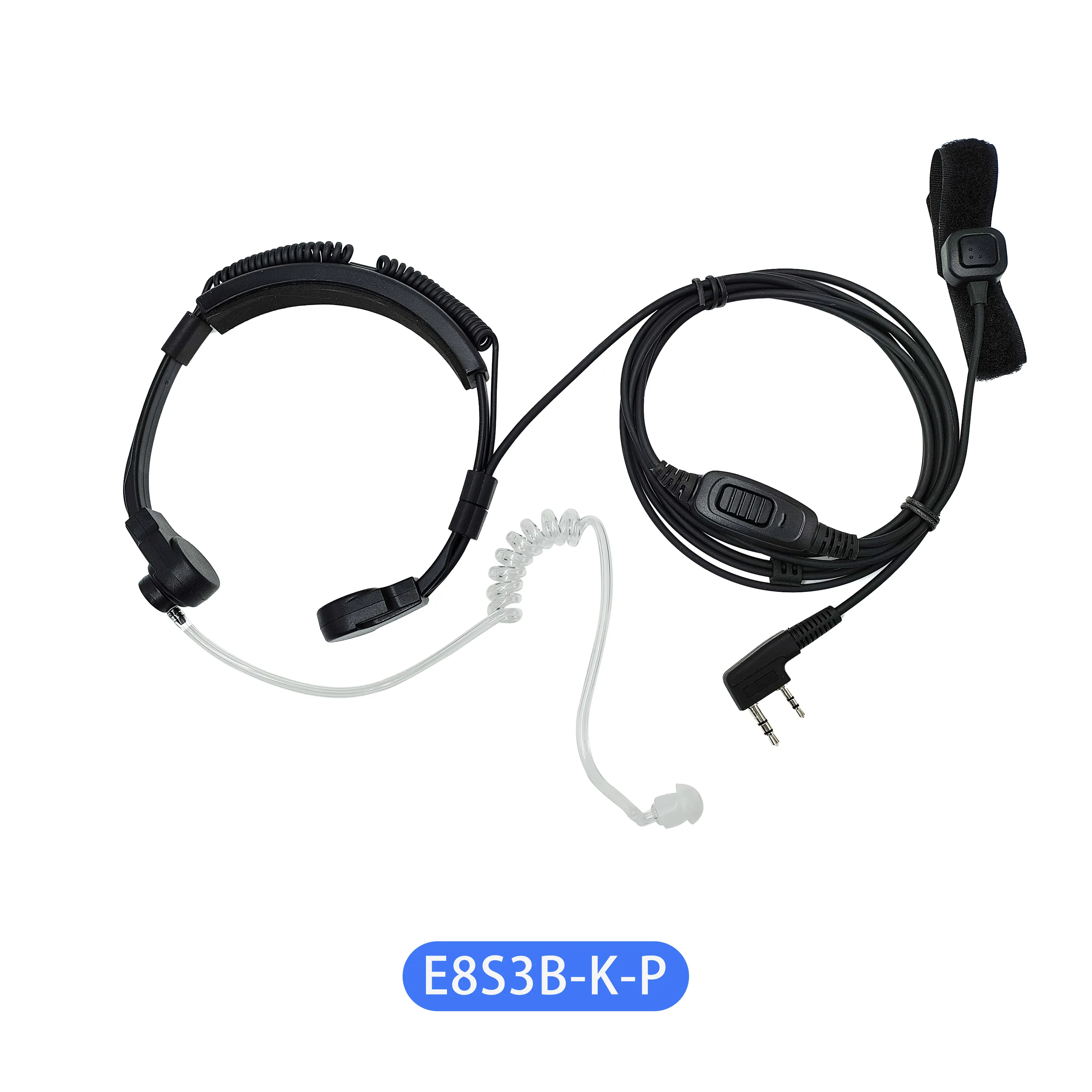 E8S3B-K-P Tabung Akustik Lubang Suara Kontrol Tenggorokan Earphone Leher dengan Jari PTT Mic Headset untuk Baofeng Kenwood