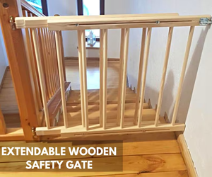 Extendable Barrier New Zealand Pine Wood Barrier Door <strong>Stair</strong> Baby <strong>Gates</strong> <strong>Wooden</strong> Safety <strong>Gate</strong> for Baby Secure - Product Image 3