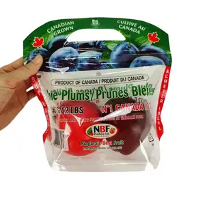 Custom Anti-fog Bopp Fresh Fruits Vegetables Packaging Pouch Composite Bag For Fruit Transparent Fruit Stand Up Zipper Pouch