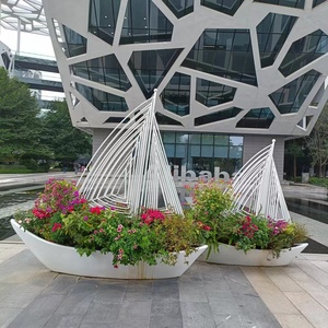 ديكور مكتبي بتصميم حديث 36 بوصة مربع من الألياف الزجاجية متعدد الألوان قائم على الأرض أصيص زهور للاستخدام في الحدائق - Product Image 5