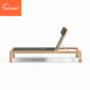 Chaise longue de jardin moderne et portable pour l'extérieur, chaise longue réglable en teck pour projets hôteliers et villas - Product Image 3