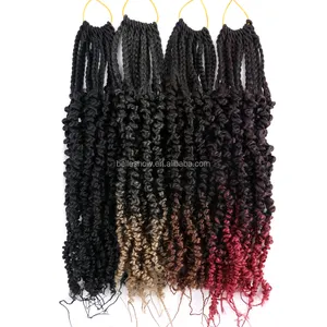 Paixão torcer cabelo sintético 16 polegadas, onda de água torção paixão torção crochê caixa tranças com pontas encaracoladas