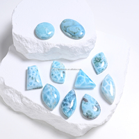 Cabochon de Larimar Naturel |   Pierres précieuses bleues des Caraïbes de haute qualité, à dos plat, en vrac