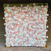 Mur de fleurs artificielles rose KCFW-315, toile de fond de fleurs artificielles en soie, décoration d'événements, mur de fleurs artificielles