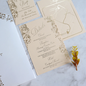 Invitación <span class=keywords><strong>DE</strong></span> BODA acrílica transparente personalizada, diseño floral, lámina <span class=keywords><strong>de</strong></span> oro, tarjeta RSVP y mapa, parte <span class=keywords><strong>de</strong></span> <span class=keywords><strong>la</strong></span> boda - Product Image 5
